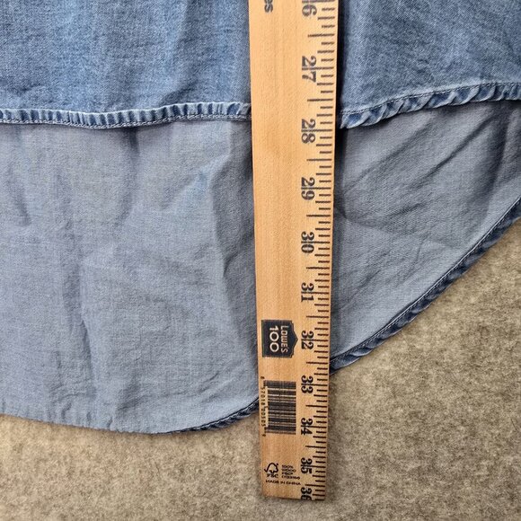 AMM Womens Long Sleeve Chambray Tunic Shirt Light Blue Size L Lyocell Casual - Picture 7 of 8